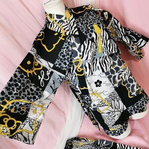 Hello Kitty Outfit Size Small Black Leopard Zebra Gyaru Gal Style Top Shorts Set